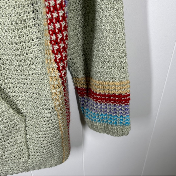 Light Green Knit Rainbow Sleeve Boho Hippie Beach Hoodie XXL - Picture 4 of 7